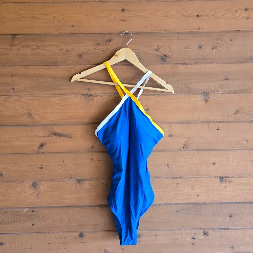 Summersalt Swimsuit Fused River One Piece Pacific Blue 12 Open Back Strappy - Picture 2 of 8